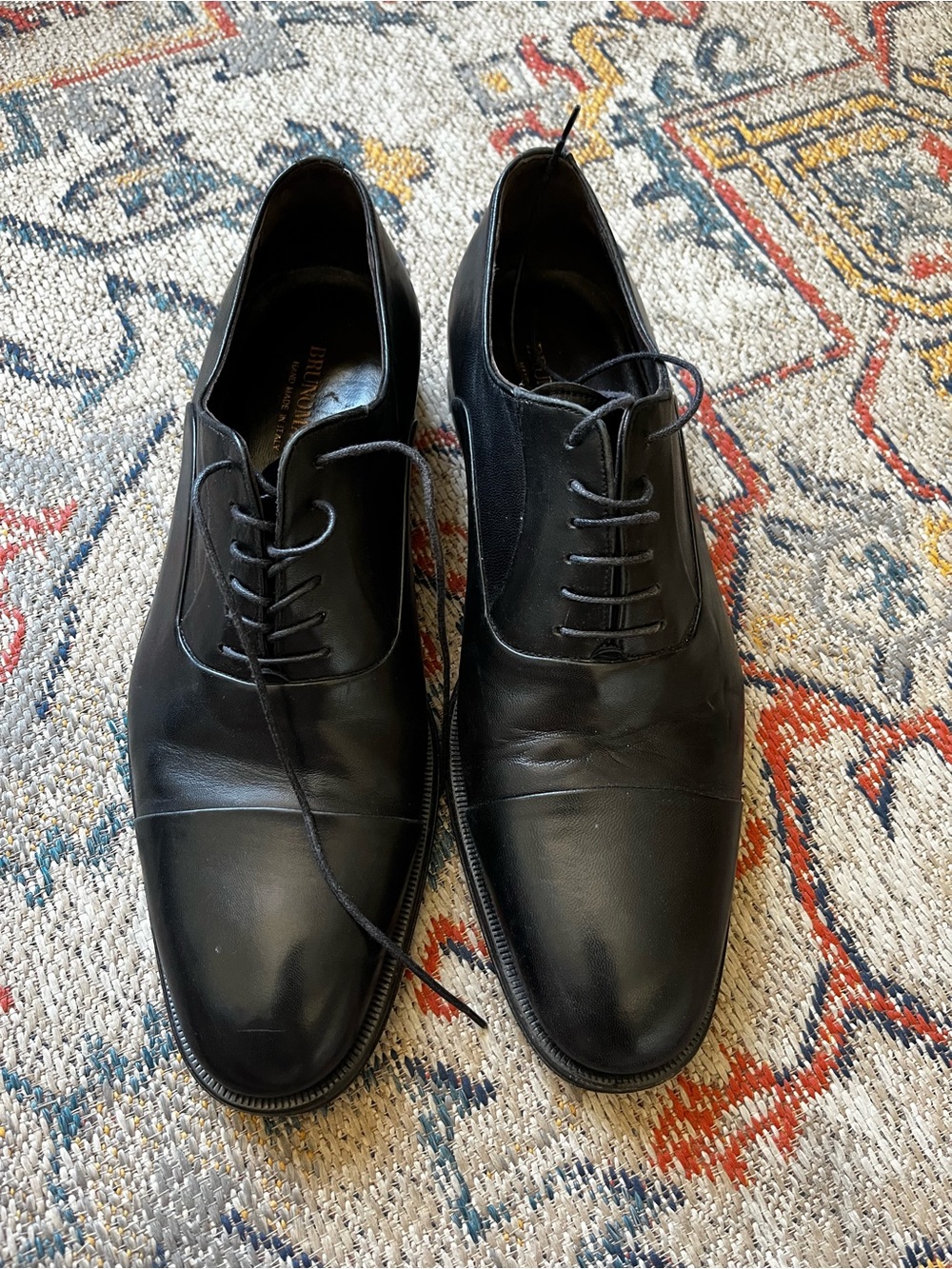 Bruno Magli Black Leather Cap-Toe Derby Oxfords Size 10M